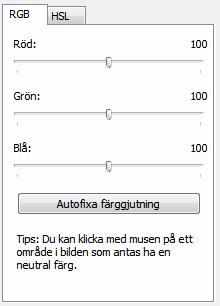 Bildeffekter 5.3 Färgbalans Du kan korrigera bildens färg med Nero PhotoSnap och till exempel ta bort färgstick.