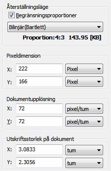 Bildeffekter 5.4 Området Upplösning Du kan ändra bildens upplösning, storlek och utskriftsstorlek med Nero PhotoSnap. Fig.