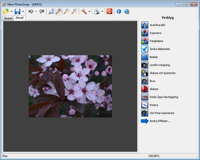 Programgränssnitt 4 Programgränssnitt I programgränssnittet i Nero PhotoSnap redigerar du foton och bilder. Fig.