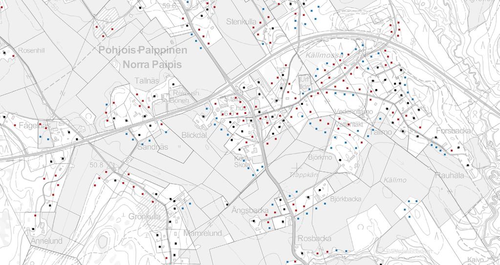 BYACENTRUM I UTVECKLING DET MED TANKE PÅ BYNS IDENTITET CENTRALASTE OMRÅDET LIGGER KRING KORSNINGEN MELLAN PAIPISVÄGEN OCH FORSBACKAVÄGEN SAMT KRING BYNS ODLINSMARKER.