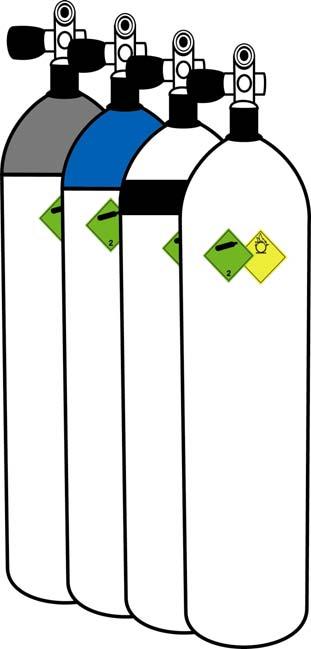 Förvaring av gasflaska Gasflaskor skall förvaras: Lättåtkomliga i rumstempererad, väl ventilerad lokal, i nära anslutning till utgångar, eller i separata gasförråd