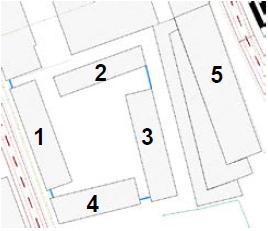 Planerade byggnadsvolymer 1-4 (påbyggnad befintlig byggnad volym 5) De trafikförhållanden som råder inom Mölndalsåns dalgång gör att delar av bebyggelsen blir utsatta för bullernivåer högre än 65 dba