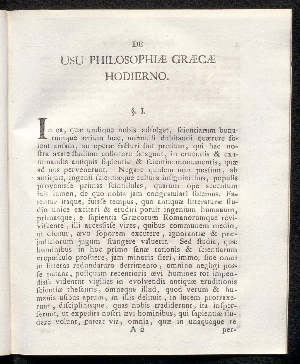 DE USU PHILOSOPHIE GRECE HODIERNO.. i.