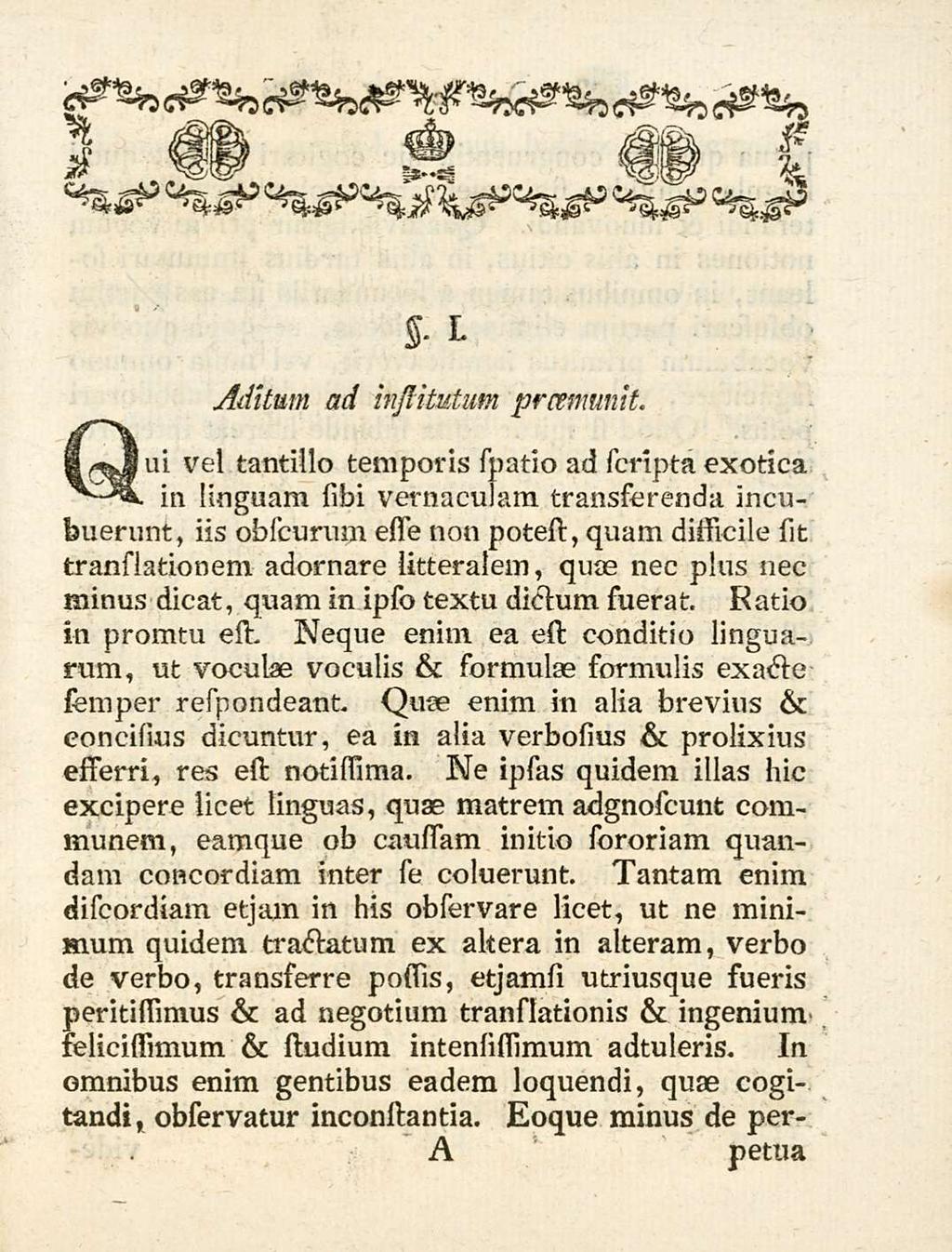 s-1- Aditum ad injhtutum prcemunit.