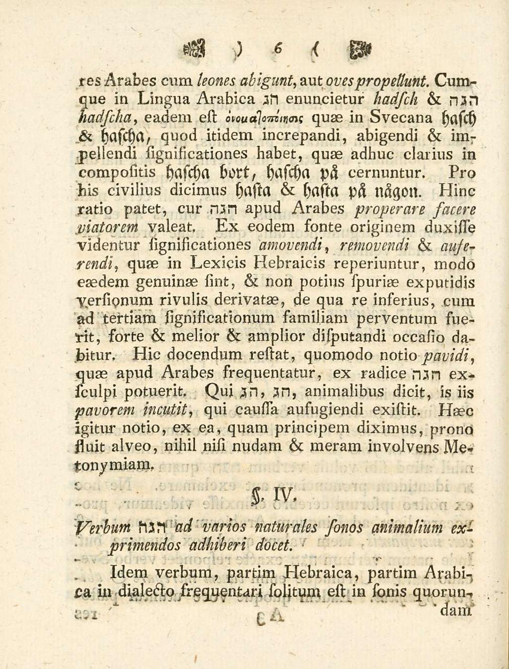 6 res Arabes cum leones abigunt, aut ovespropellunt. Cumque in Lingua Arabica ail enuncietur hadsch &.