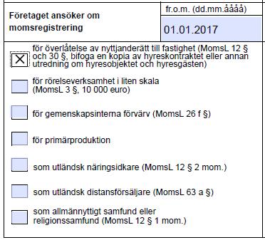 6. Utländskt företag anmäler sig endast som deklarationsskyldigt Ett utländskt företag är i Finland i vissa situationer deklarationsskyldigt även då det inte ansökt om momsskyldighet.