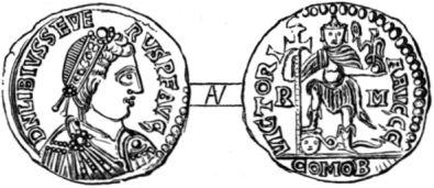 DEN NORDISKA JERNÅLDERNS KRONOLOGI. 73 En brakteat (tig.