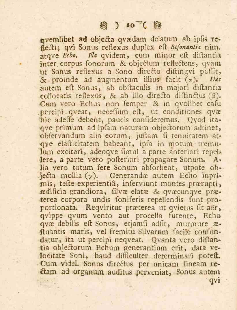 10 qvemlibet ad objeda qvaedam deiatum ab ipfis re* fle&i; qvi Sonvis refiexus duplex eft Refonantia nim.