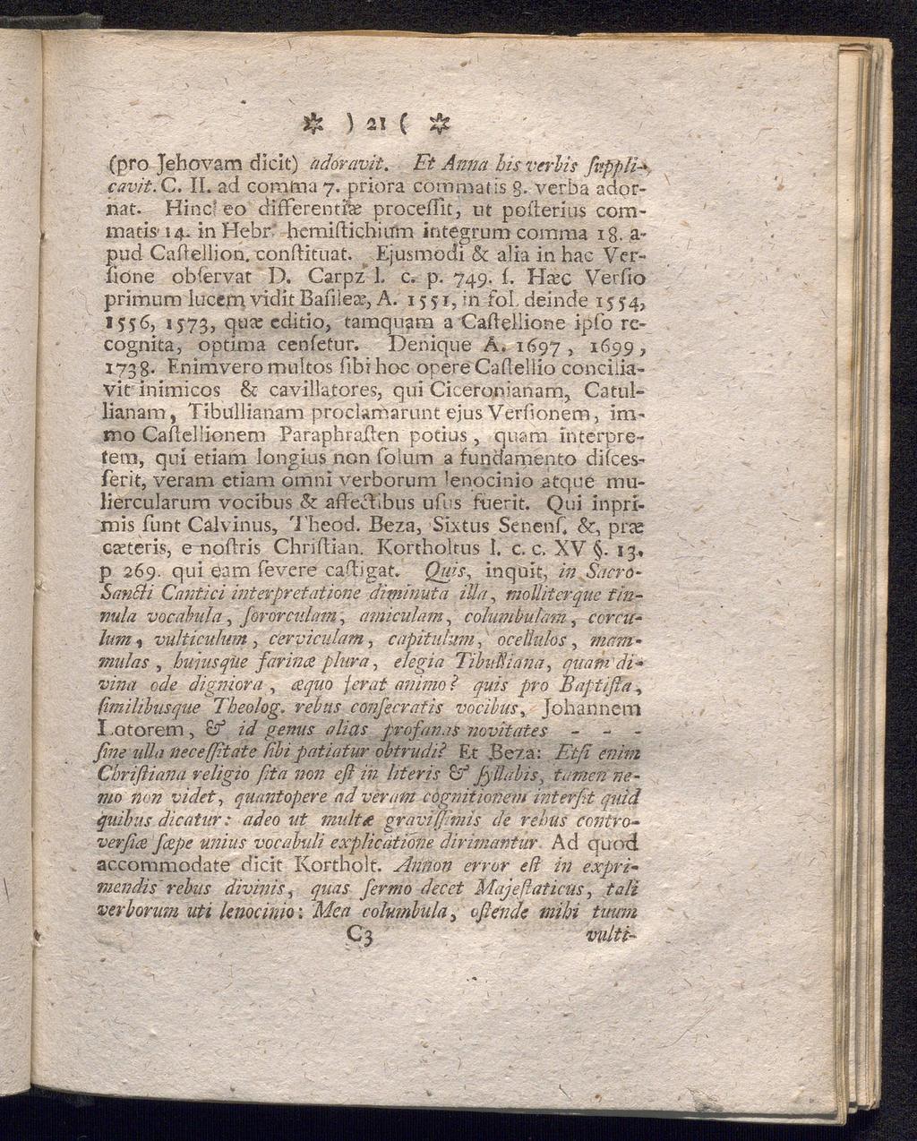 & ) 21 ( # (pro Jehovam dicit) adovavit. Et Anna bis verlis feppli-*, cavit. C. II. ad corama 7. priora cörnmat.is. verba adornat. Hincf eo different& proceßit, ut poiterius commatis' 14.