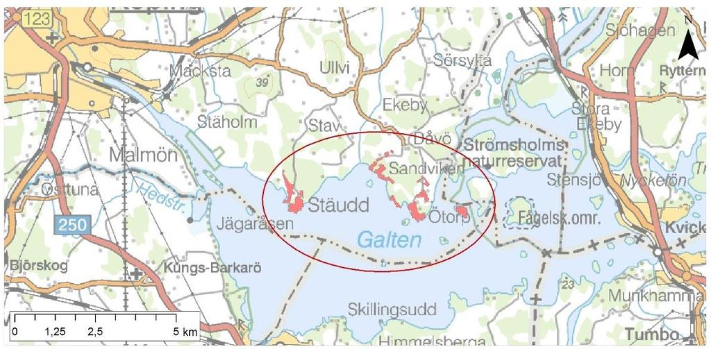 1.2 Lokalisering Området är lokaliserat ca 8 km öster om Köping, se figur 1. Figur 1. Aktuellt område, norra mälarstranden, som planeras anslutas till kommunalt vatten- och avlopp via sjöledning.