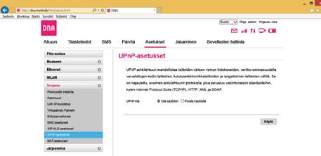 Spela internetspel Flera internetspel fungerar bättre om UPnP är aktiverat i Matkamokkulan.