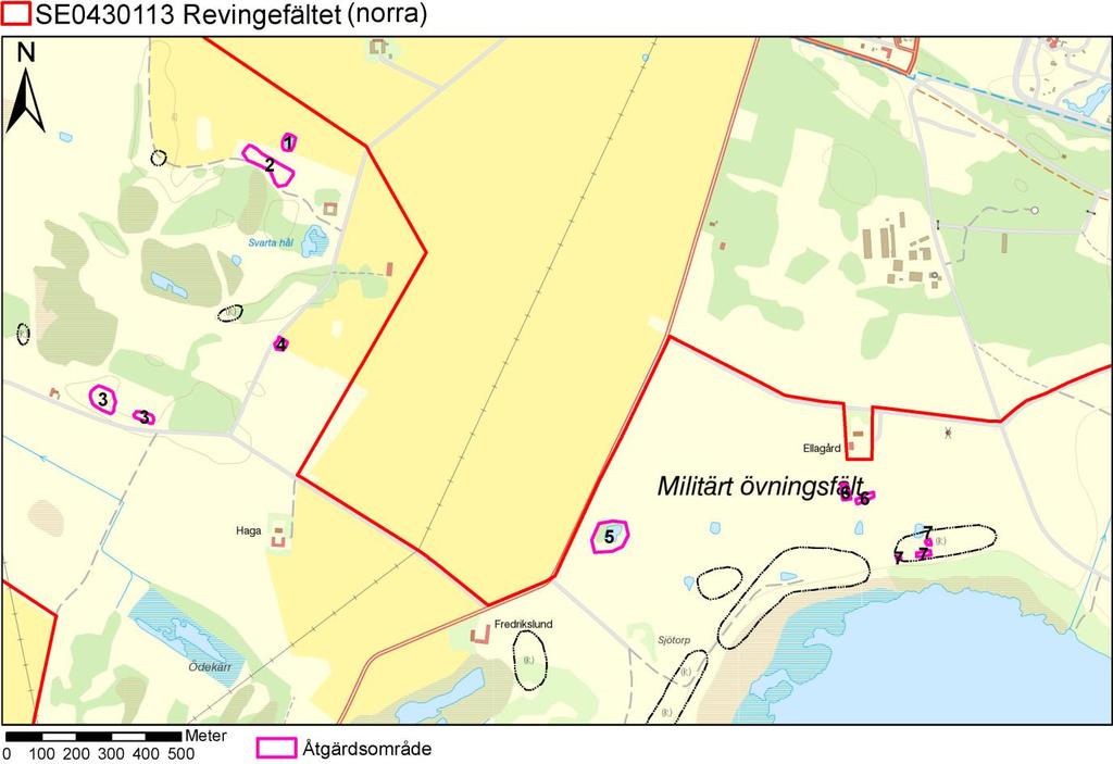 Figur 2. Inventerade områden i norra delen av Revingefältet.