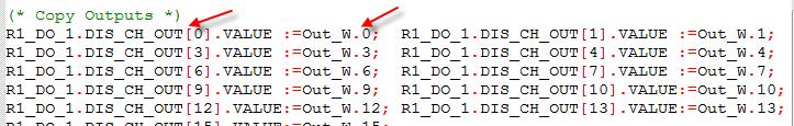 För en ingång blir Device DDT på ingångssidan och process variablerna på utgångs sidan. Detta via en egen skapad DFB. 4.1.5 I/O kopiering ST Samma sak men i ST och inget DFB. 4.1.6 I/O kopiering via PLC kod.