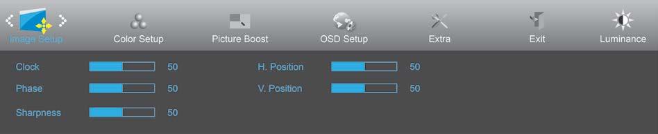 Image Setup (Bildinställning) 1. Tryck på MENU (MENY) för att visa menyn. 2. Tryck på eller för att välja (Image Setup (Bildinställning)) och tryck på MENU (MENY) för att öppna. 3.