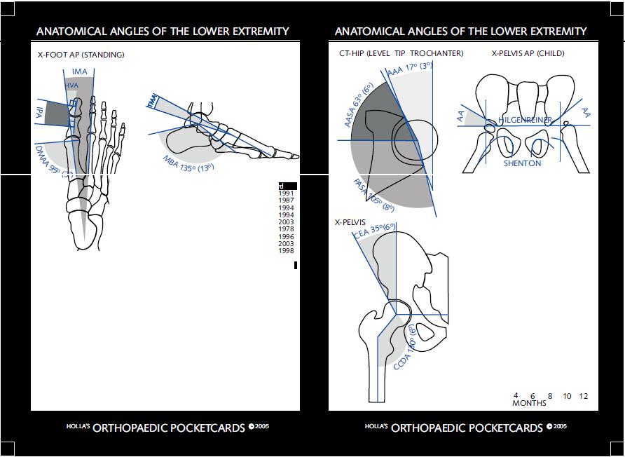 X FO O T LATERAL (STANDI NG) AAA AA5A PASA CEA CCDA AA abr IMA DMAA HVA IPA MBA TMA 1 Anda, Acetabular CVT measurements.. 2 Berquist.