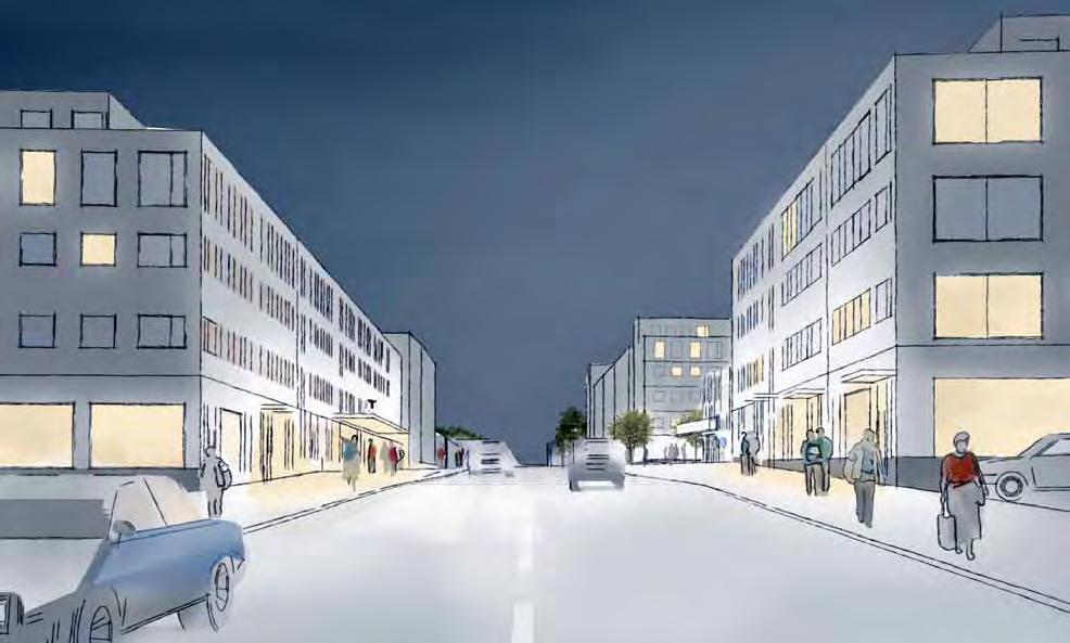 18 - Mötesplatser Den nya stadsdelens entré sedd ifrån norr.