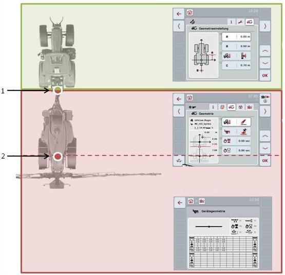 CCI.Command Manövrering Geometriinställningar En exakt geometriinställning är grundförutsättning för exakt arbete med den automatiska delbreddskopplingen CCI.