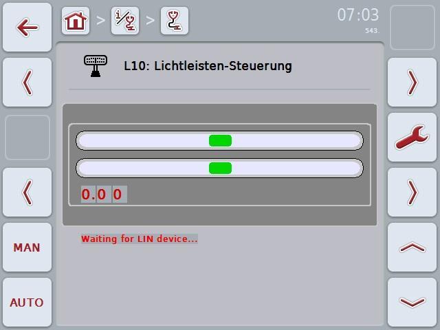 Pos: 12 /CC-Isobus/**** Seitenumbruch **** @ 8\mod_1274446340522_0.doc @ 121469 @ CCI.Command Åtgärda problem 5.5 Diagnos 5.5.1 Kontrollera extern ljuslist Gör så här för att kontrollera den externa ljuslisten: 1.