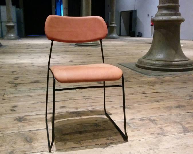 LEAN LEAN DESIGN DANIEL ENOKSSON 2015 MOULDED WOODED SEAT AND BACKREST WITH BASE IN METAL. STACKABLE. UPHOLSTERED IN OUR RANGE OF FABRICS.