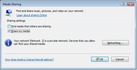 1 Ställ in Network discovery (Nätverksidentifiering) på On (På). Ställ in File sharing (Fildelning) på On (På).