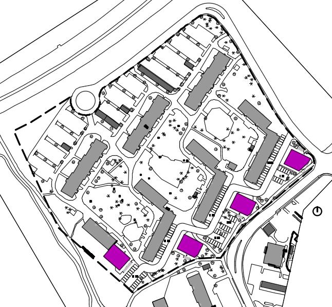 4 2.3 PLANERAD EXPLOATERING Inom planområdet planeras 4 nya bostadshus längs med Pettersbergsvägen.