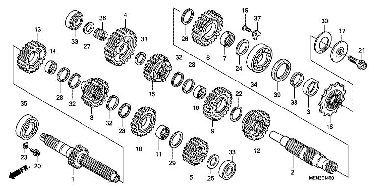 Page 1 of 2 E-14 TRANSMISSION 1 23210-MEN-A30 HUVUDAXEL KOMP. (15T) 001 0 0 2 23220-MEN-A30 MOTAXEL KOMP.