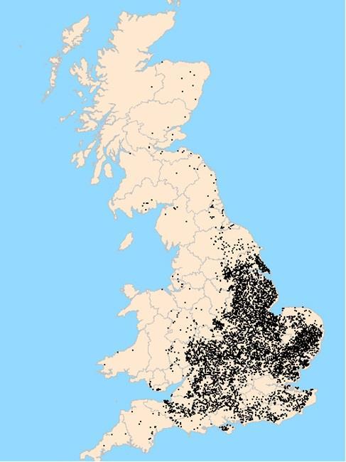 Spridningsbild England The map shows the need for machinery operators to pay special attention when moving from field to field, says Charlie Baker, Chairman of the National Association of