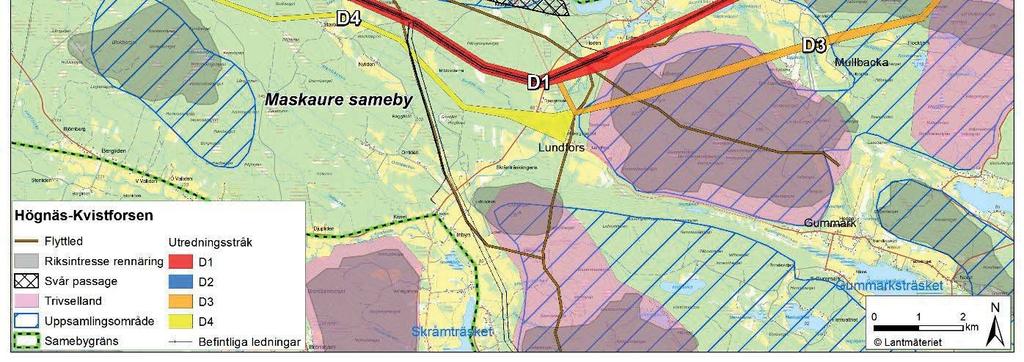 Förutsedd miljöpåverkan Påverkan av en ny ledning på rekreation och friluftsliv sker under byggfasen i form av markarbeten och avverkning för ledningsgata.