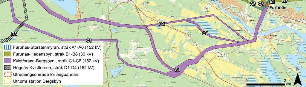 Kvistforsen-Bergsbyn (stråk C1-C8). Alternativ Enligt 6 kap 35 pkt. 2 ska uppgifter om alternativa lösningar redovisas och hur detta ska utföras anges i Miljöbedömningsförordning (2017:966) 17.