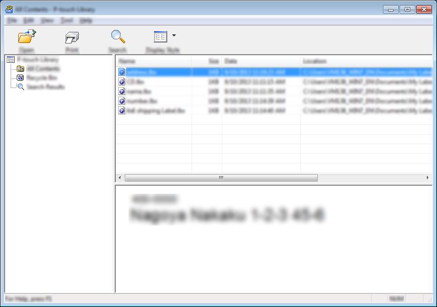 Använda P-touch Transfer Manager och P-touch Library (endast Windows ) Skriva ut mallar 10 Välj