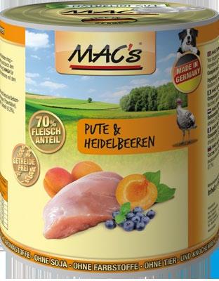 för hund Kalkon & Blåbär för hund Lamm & Anka Ingredienser: kött (min.