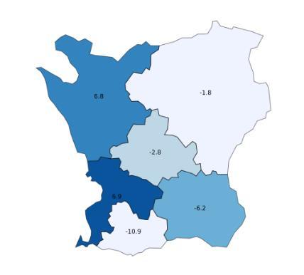 6 11 av Skånes kommuner ökar Bland Skånes kommuner har 11 st en positiv gästnattsutveckling under perioden jan-jun 2018, tio kommuner backar i antal gästnätter och bortfallet motsvarar 12 kommuner