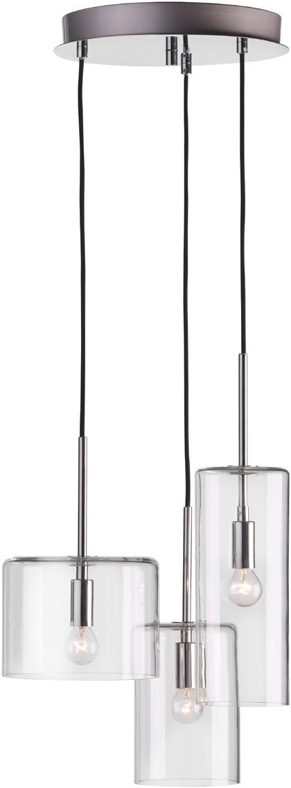 ROCKFORD. 105099 Krom/Chrome - Klar/Clear Ø 400 H 500 E14 3x40W 2 pcs 105099 Stomme i metall. Glasskärm.