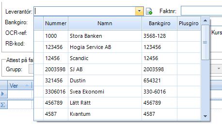 Om du har en leverantör med flera olika bank- eller plusgironummer, har du nu möjlighet att se vilket gironummer leverantören har när du registrerar in leverantörsfakturan.