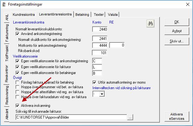 Kom igång manual för Hogia Approval Manager Inställningar i ekonomiprogrammet Det första du gör är att gå in i företagsinställningar och aktivera inskanning, genom att lägga in sökvägen till de