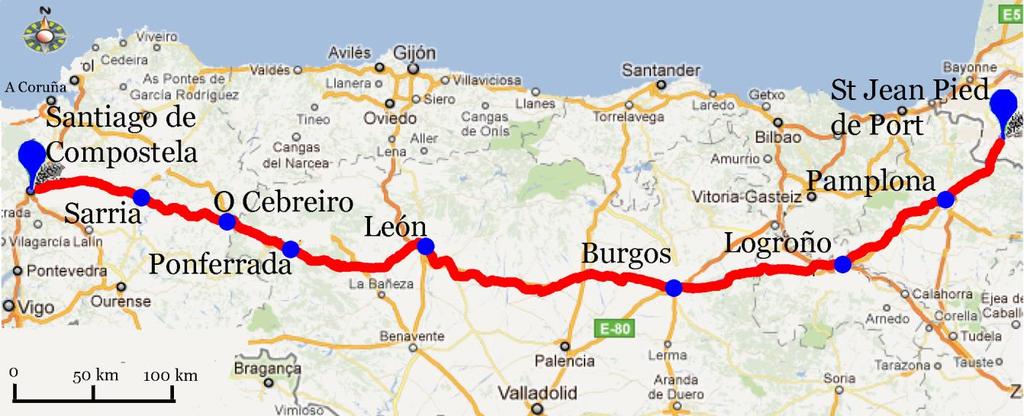 Den franska vägen, León O Cebreiro, 7 nätter 8(8) Franska vägen/camino Francés Camino Frances är den mest populära av alla leder till Santiago de Compostela.