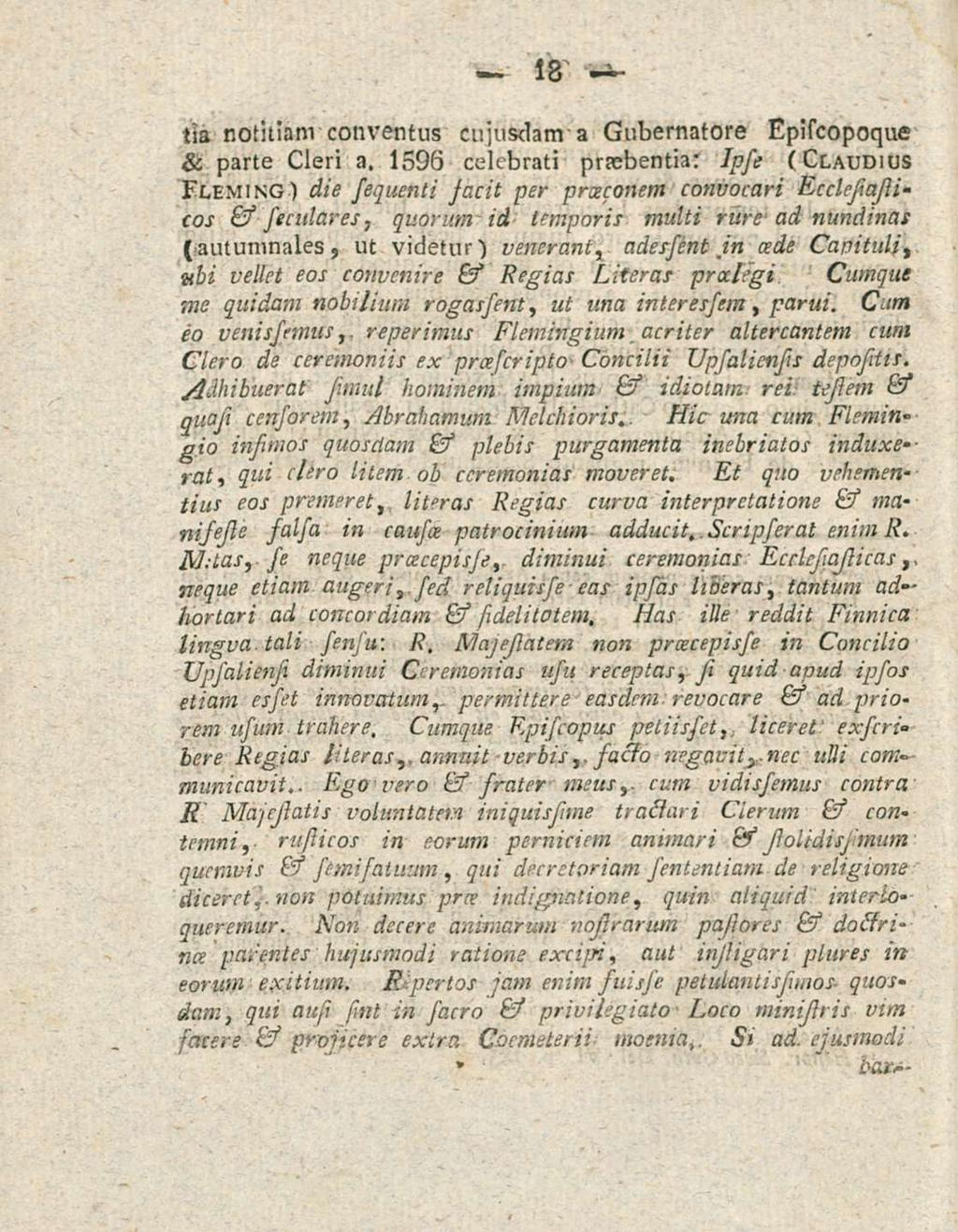 18 tia notitiam conventus cujusdam a Gubernatore Episcopoque & parte Cleri a.