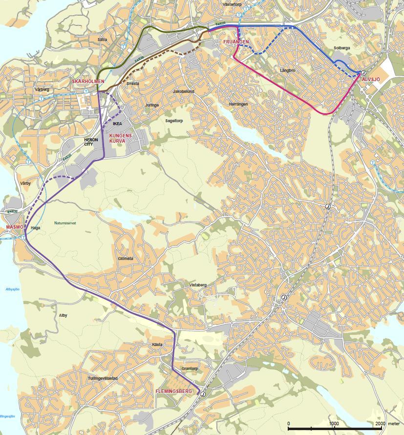 2.2 Tekniska förutsättningar Utformningen av Spårväg syd kan ske på olika sätt och olika utformning ger också olika restider, anpassning/påverkan på omgivningen, kostnader, påverkan på övrig trafik
