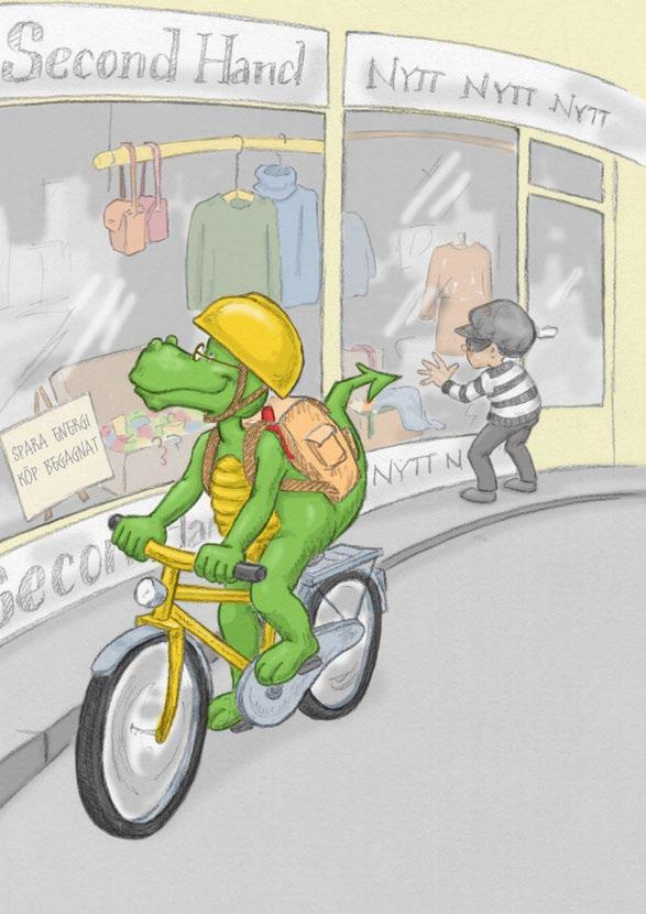 Jag undrar om jag ska köpa en ny ryggsäck? ch en bandyklubba vore kul att ha. Nej förresten. Energitjuven tycker om när jag köper nya saker. Jag kan använda min gamla ryggsäck.