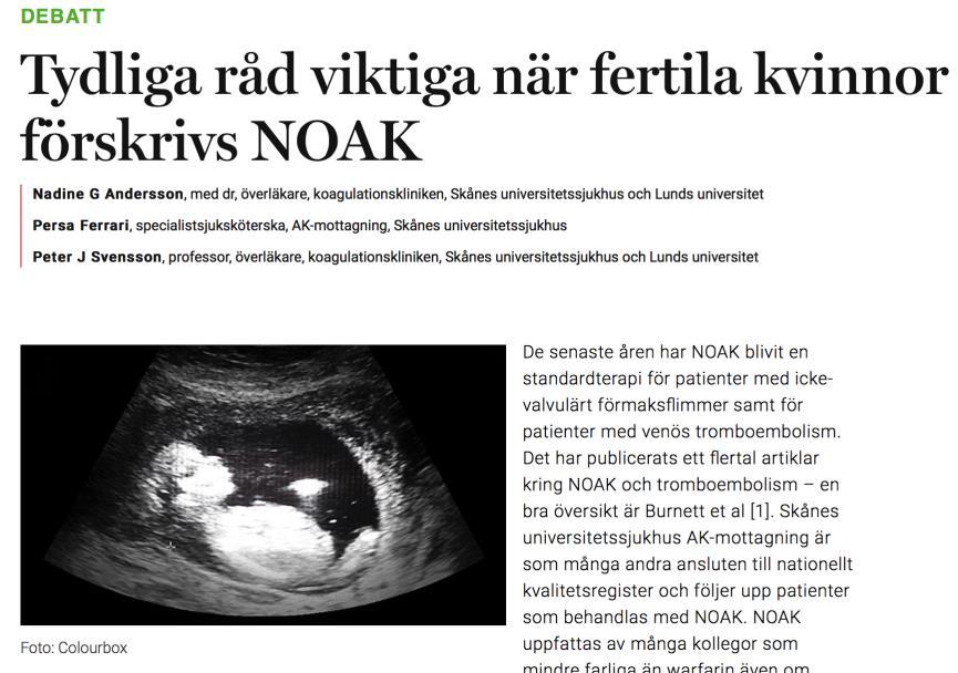 Behandling av trombos och profylax vid graviditet: LMWH Fondaparinux vid HIT Inte pga risk