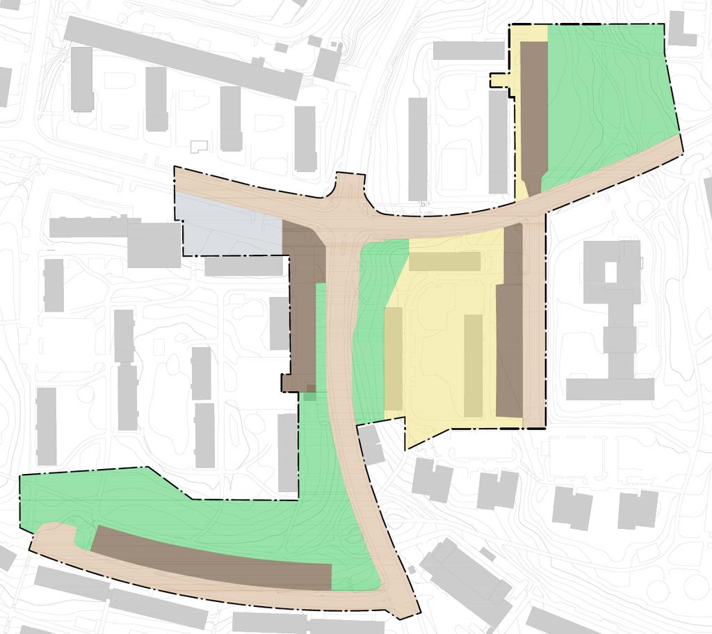 4. MARKANVÄNDNING 2018-04-05 Sid 14 () 4.1. BEFINTLIG MARKANVÄNDNING Inom planområdet finns idag tre stycken befintliga flerbostadshus med en tillhörande bostadsgård.
