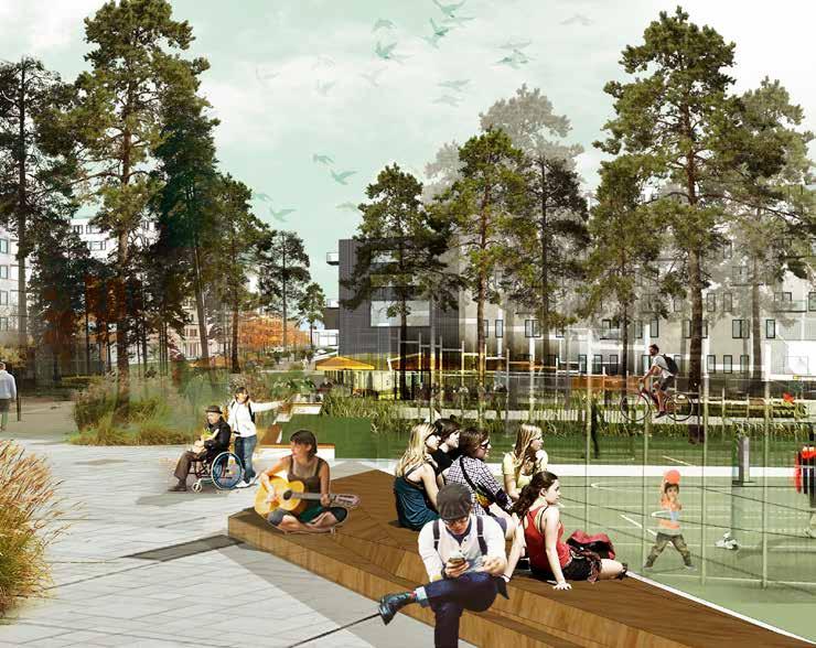 Programförslaget Park och plats Västertorg, den nya stadsdelsparken och skolområdet ska utvecklas till att skapa en aktiva sammanhängde platser i centrala Eriksberg som bilar områdets hjärta. 1.