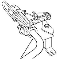 Spärrhakens läge med gående förare (FIG 19) När maskinen används med gående förare, frikopplas styrspaken genom att låssprinten (25) låser spärrhaken (22) i uppfällt läge.