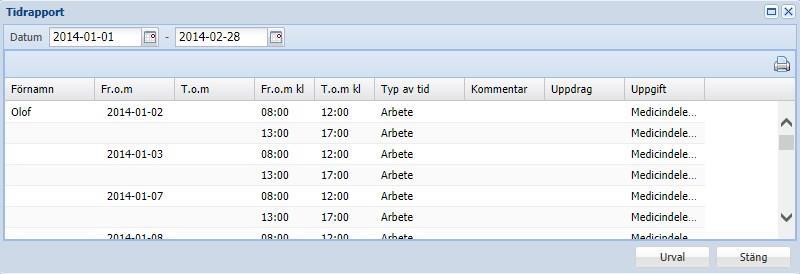 du vill ska finnas med. Markera de frånvaroorsaker du vill ska finnas med.