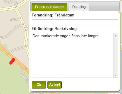HANDLEDNING 15 (24) Då visas tillgängliga markeringsverktyg. Ärendehanteringsrutan (box) öppnas i kartan efter att man har markerat sträcka, punkt eller yta för det man vill rapportera.