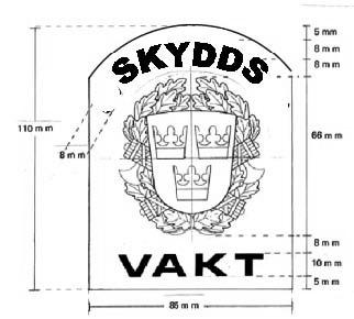 Bild 2 PMFS 2017:9 Företagsemblem Bärandeföreskrift Beskrivning Företagsemblem 10 mm nedanför ärmemblem ska, i förekommande fall, bevakningsföretagets och/eller uppdragsgivarens logotyp finnas.