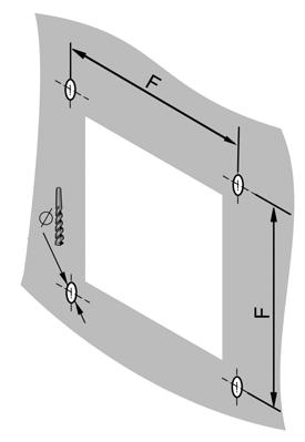 11 Håltagnings- och borrmått 11 H tag i gs ch b rr tt T2 B2 Från och med en viss väggtjocklek måste hålet vara något större (se medföljande borrmall).