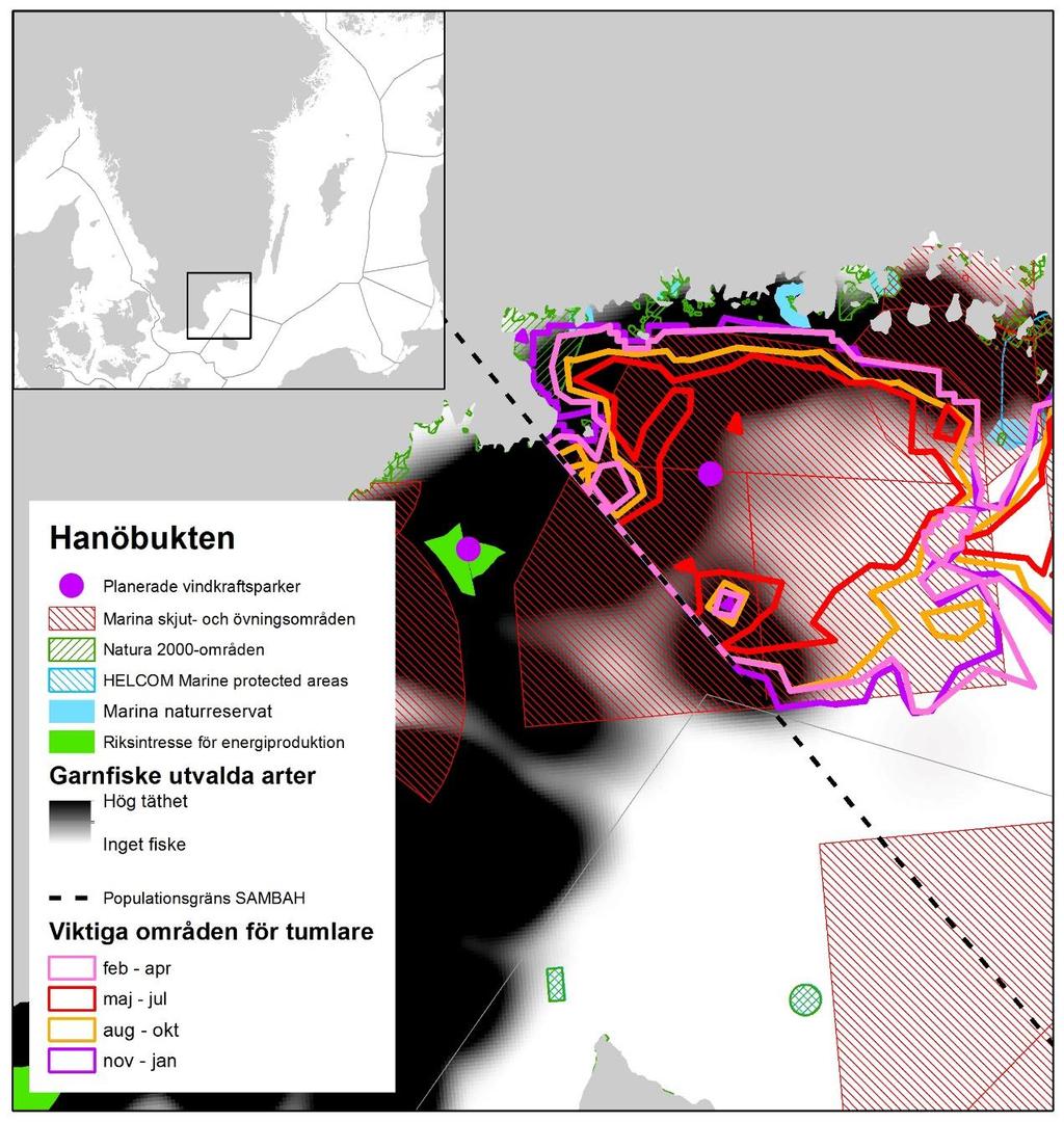 Skyddsvärda områden för tumlare i svenska vatten Figur 13.