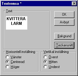 Inställningar i E-Designer 4.4 Textremsor Varje uppsättning funktionstangenter och lysdioder har ett tillhörande textfält som ryms på en textremsa.