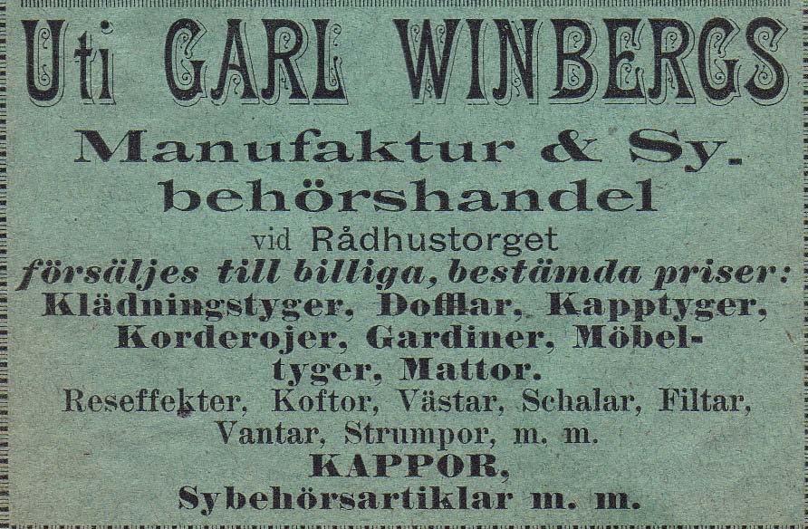 1892 Winbergs Manufaktur &